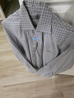 Canali Men's Gray Windowpane Dress Shirt